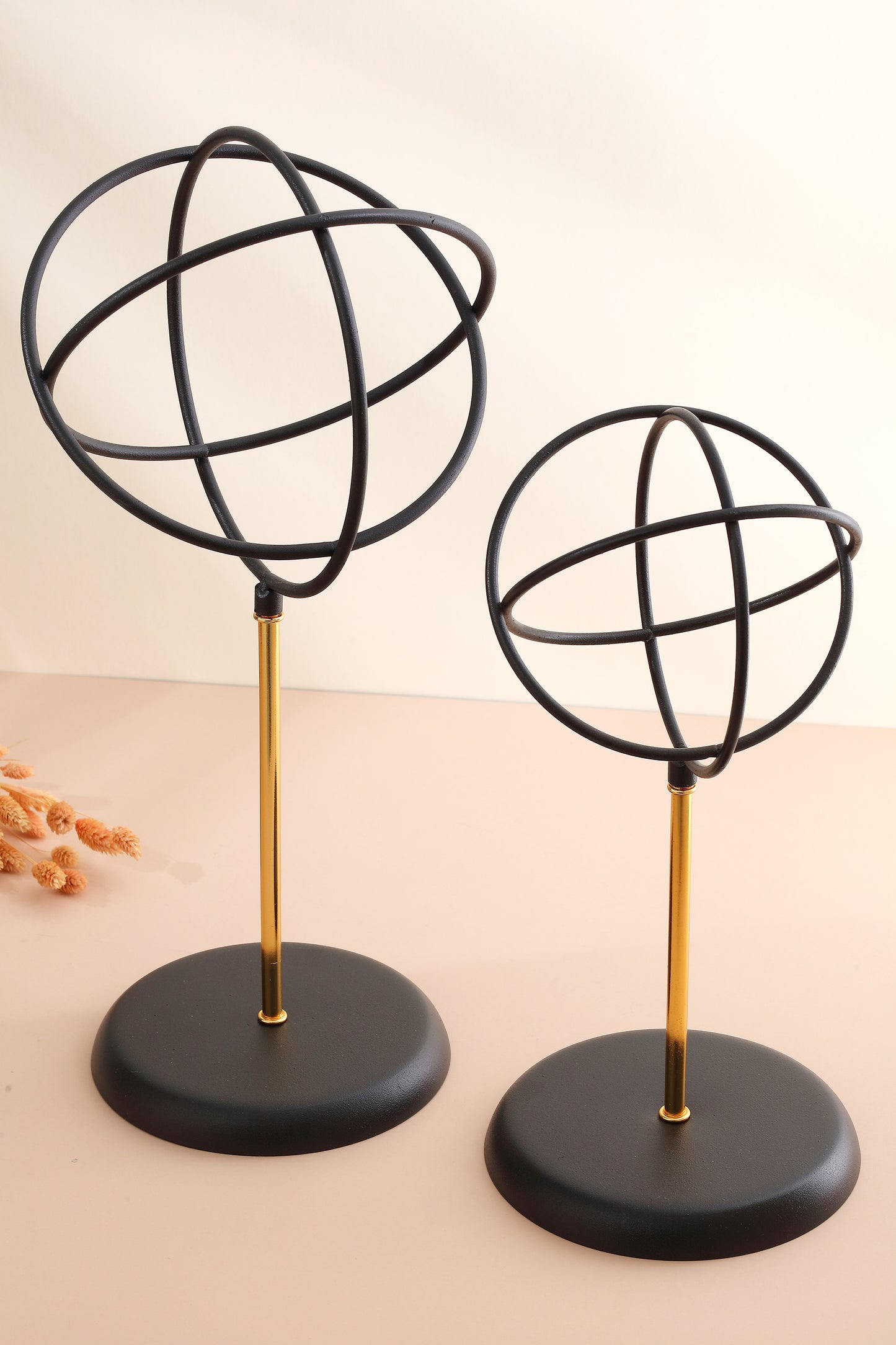 Mba Dekor Sphere Siyah-Gold İkili Küre Dekoratif Obje 41x32 cm