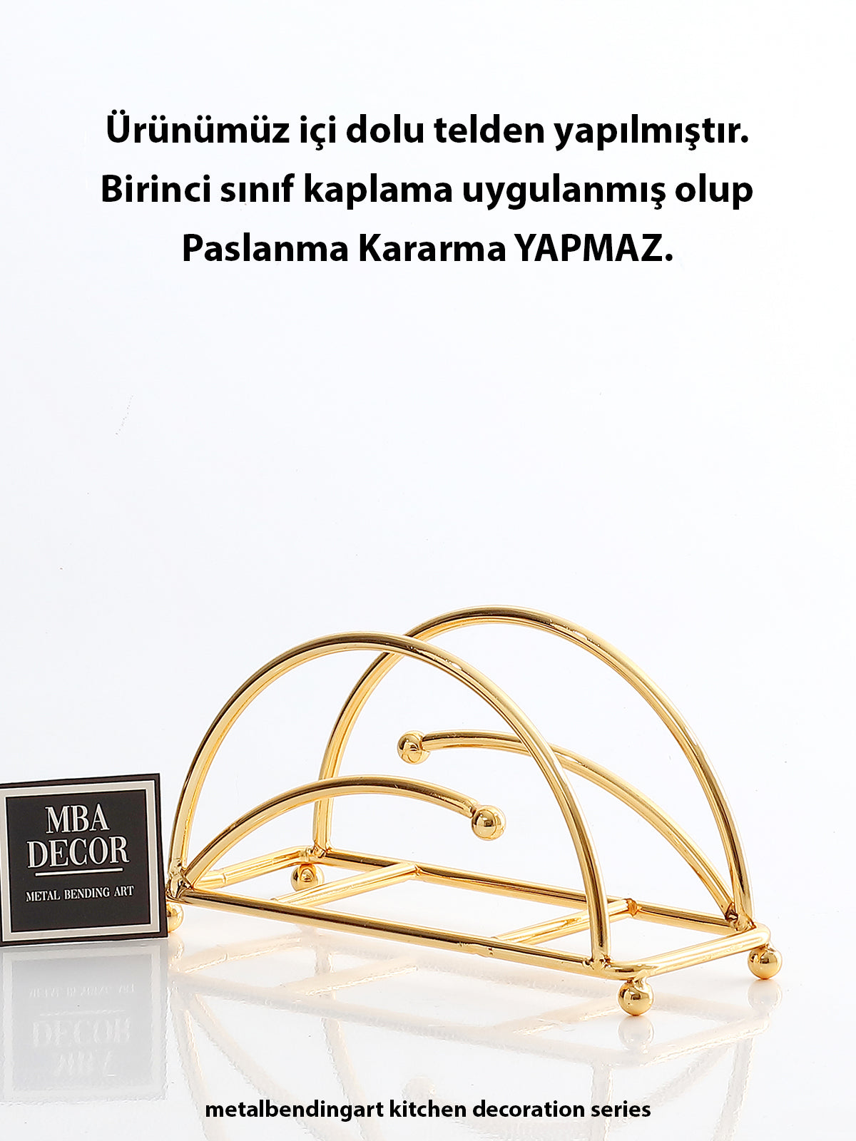 Ahenk Model Gold Paslanmaz Dolu Demir Lüks Peçetelik Sunum Mutfak Dekorasyonu Sofra