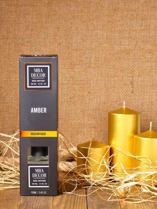 Amber Oda Kokusu I Bambu Çubuklu Kalıcı Oda Parfümü I Yüksek Esans Oranı Kokulu Çubuk 100 ml l 3.4Oz