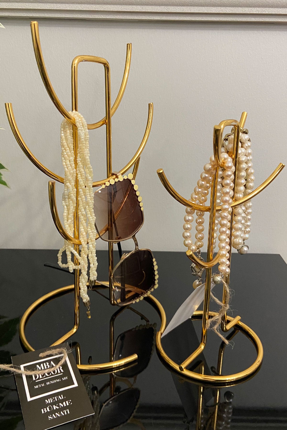 Mba Dekor Takı Standı Gold İkili Organizer 26x21 cm