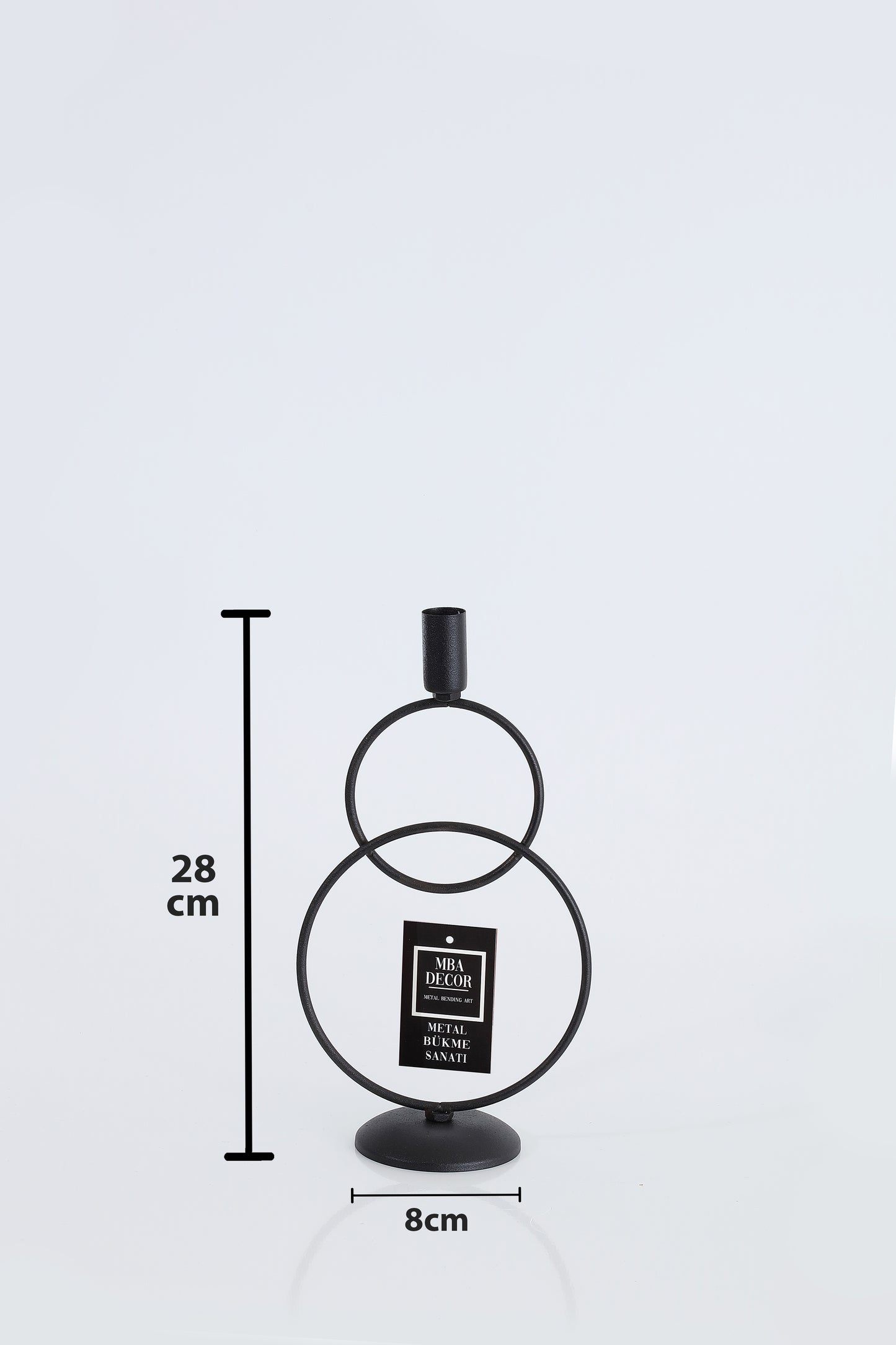 Mba Dekor Kardan Adam Siyah İkili Şamdan-Mumluk Seti 28 cm