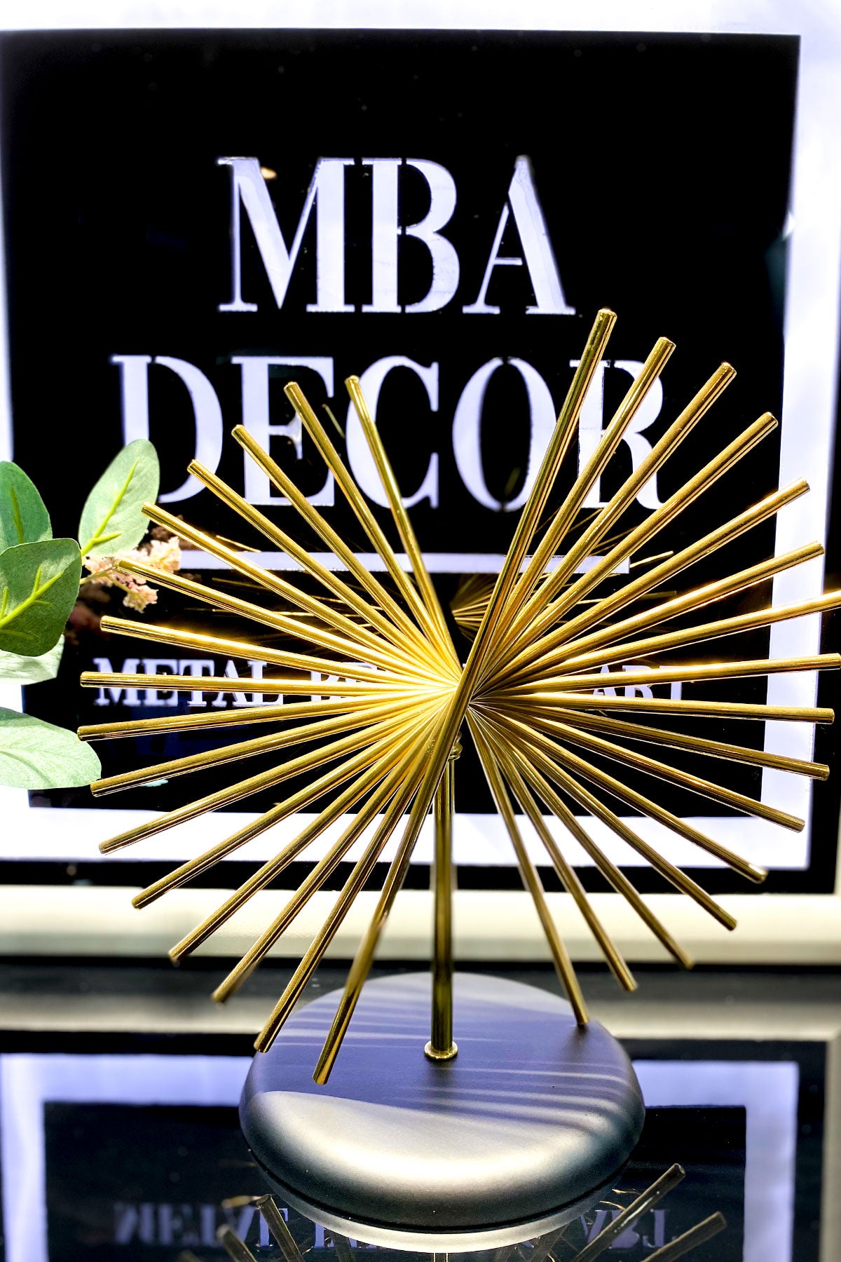 Tekli Gold Dekoratif Obje Yılbaşı Dekorasyon Ofis Konsol Zigon Sehpa Üstü Paslanmaz Metal Palmiye
