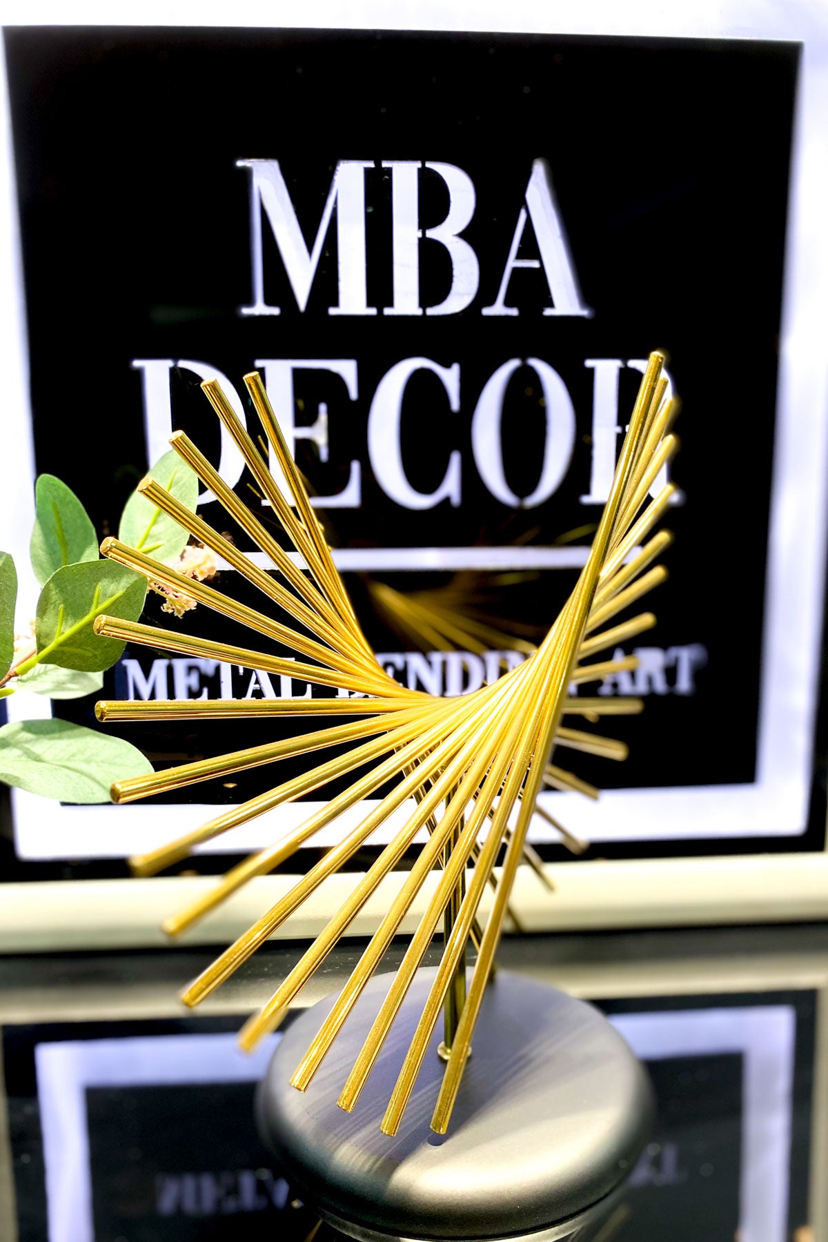 Tekli Gold Dekoratif Obje Yılbaşı Dekorasyon Ofis Konsol Zigon Sehpa Üstü Paslanmaz Metal Palmiye