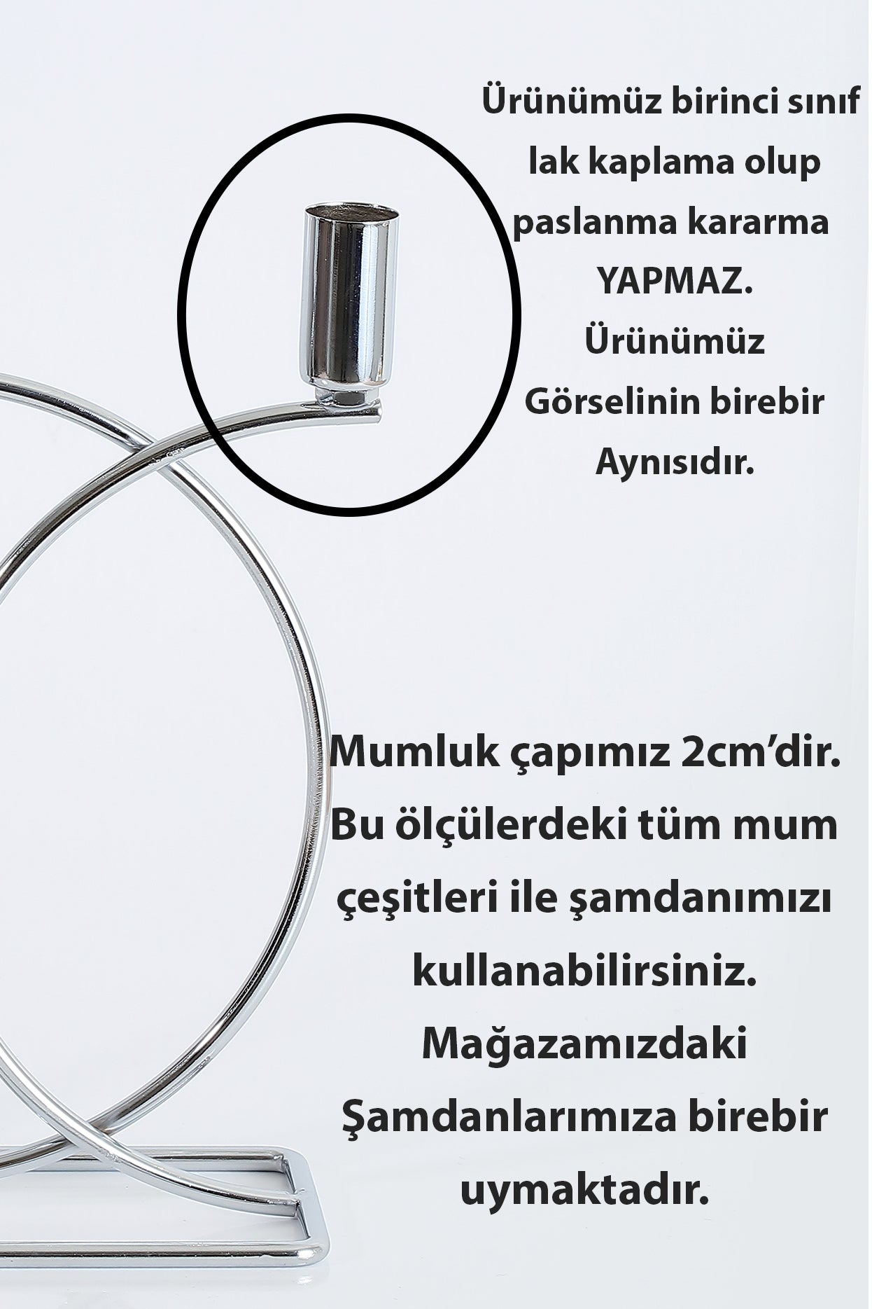Mba Dekor Geometrik Gümüş Üçlü Şamdan-Mumluk Seti 23 cm