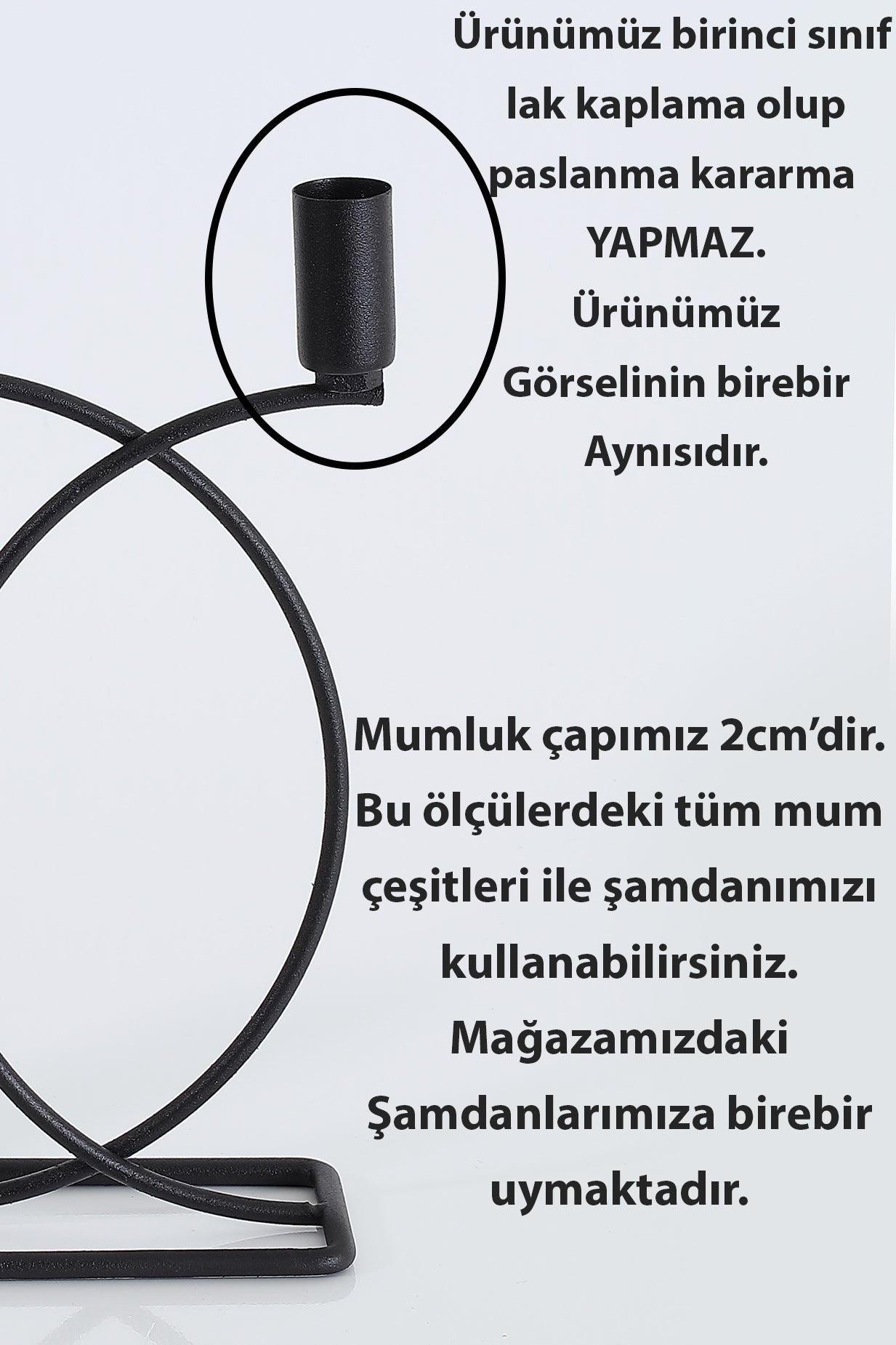 Mba Dekor Geometrik Siyah Üçlü Şamdan-Mumluk Seti 23 cm