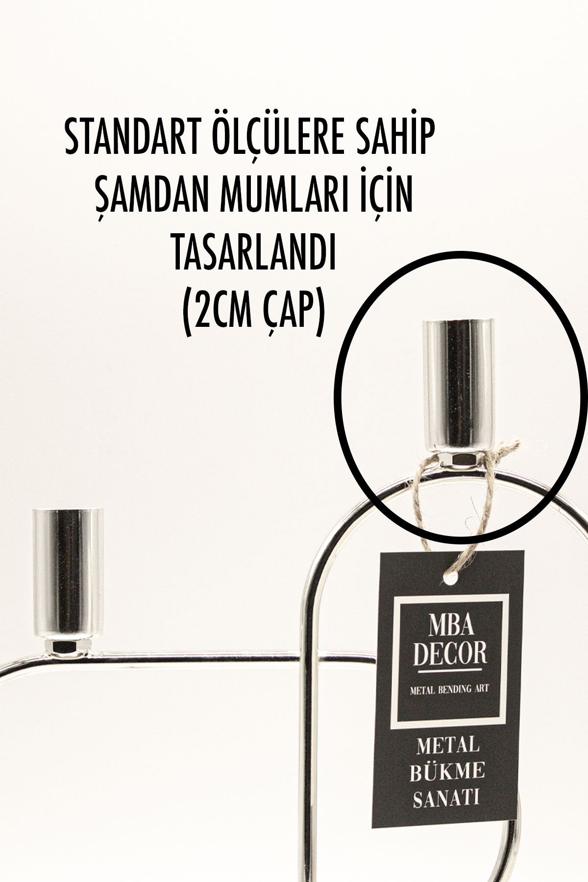 Mba Dekor Mahzen Gümüş İkili Şamdan-Mumluk Seti 26 cm