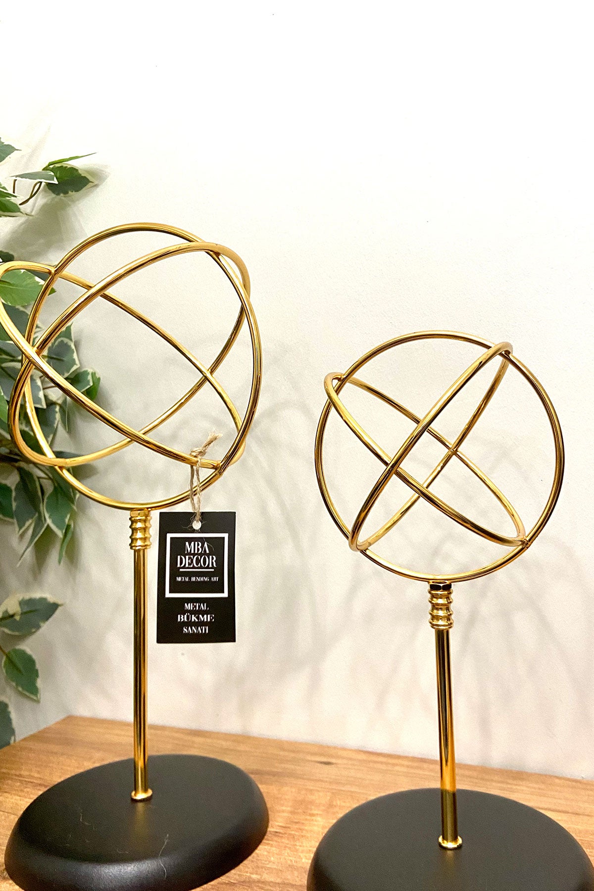 Mba Dekor Sphere Gold İkili Küre Dekoratif Obje 41x32 cm