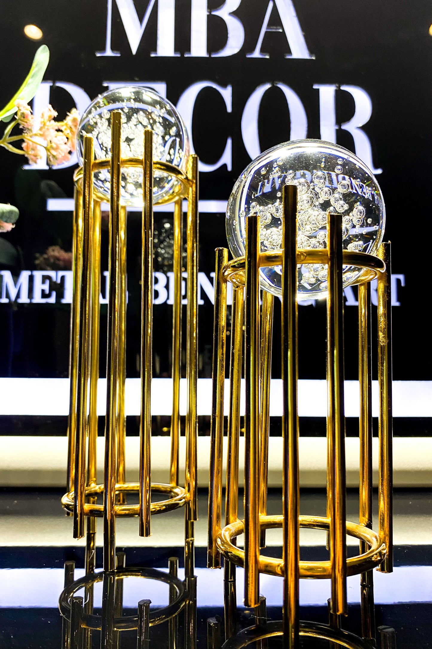 İkili Gold Dekoratif Obje Yılbaşı Dekorasyon Ofis Konsol Zigon Paslanmaz Metal 6 cm KÖPÜKLÜ KRİSTAL