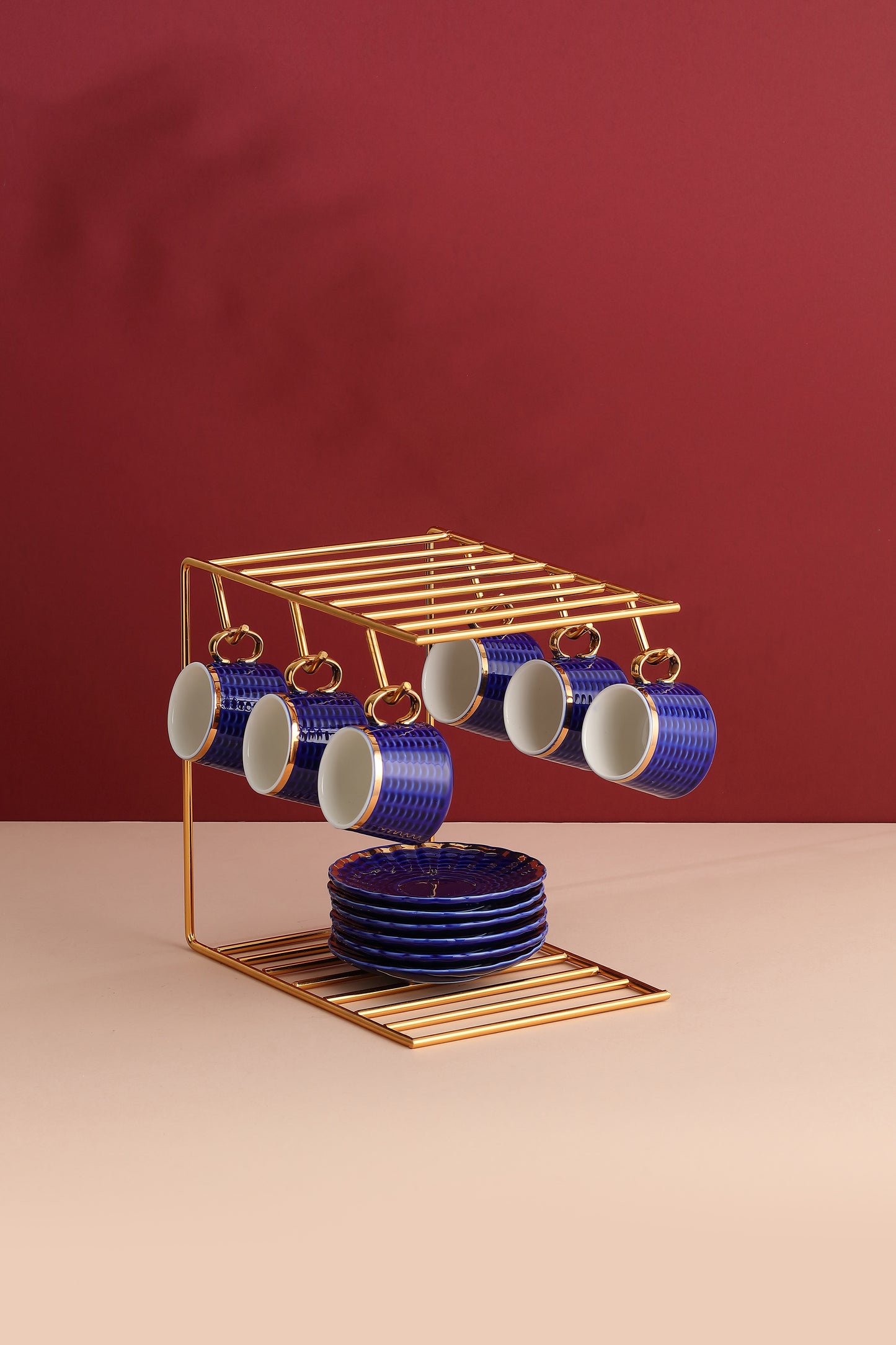 Mba Dekor Kahve Fincanı Standı Gold 6 Kişilik Organizer 22 cm