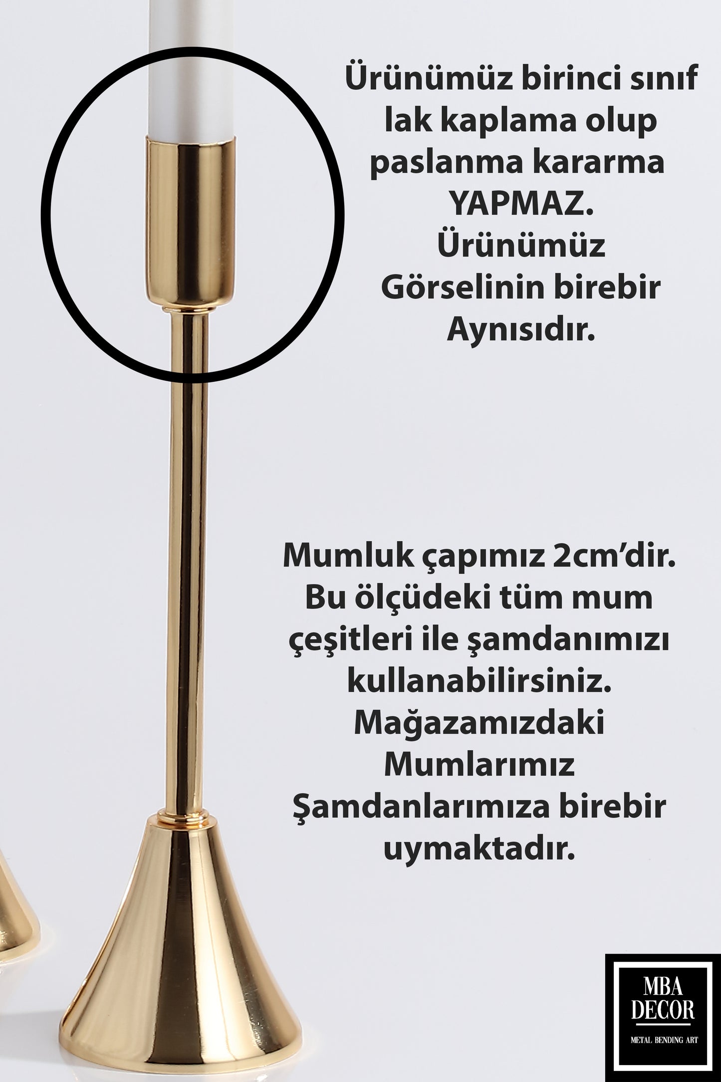 Mba Dekor Topuklu Gold Üçlü Şamdan-Mumluk Seti 30x28x26 cm